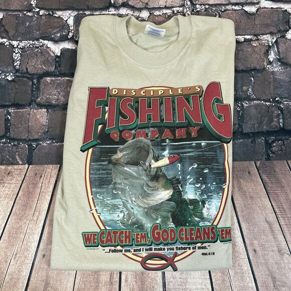 Alstyle Apparel & Activewear Other - Vintage 2000 Disciple’s Fishing God Jesus Fish Nature Graphic T-shirt Mens XL